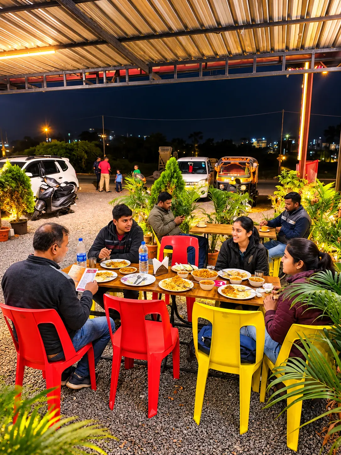 Guests enjoying outdoor dining at Hotel Bagayatdar