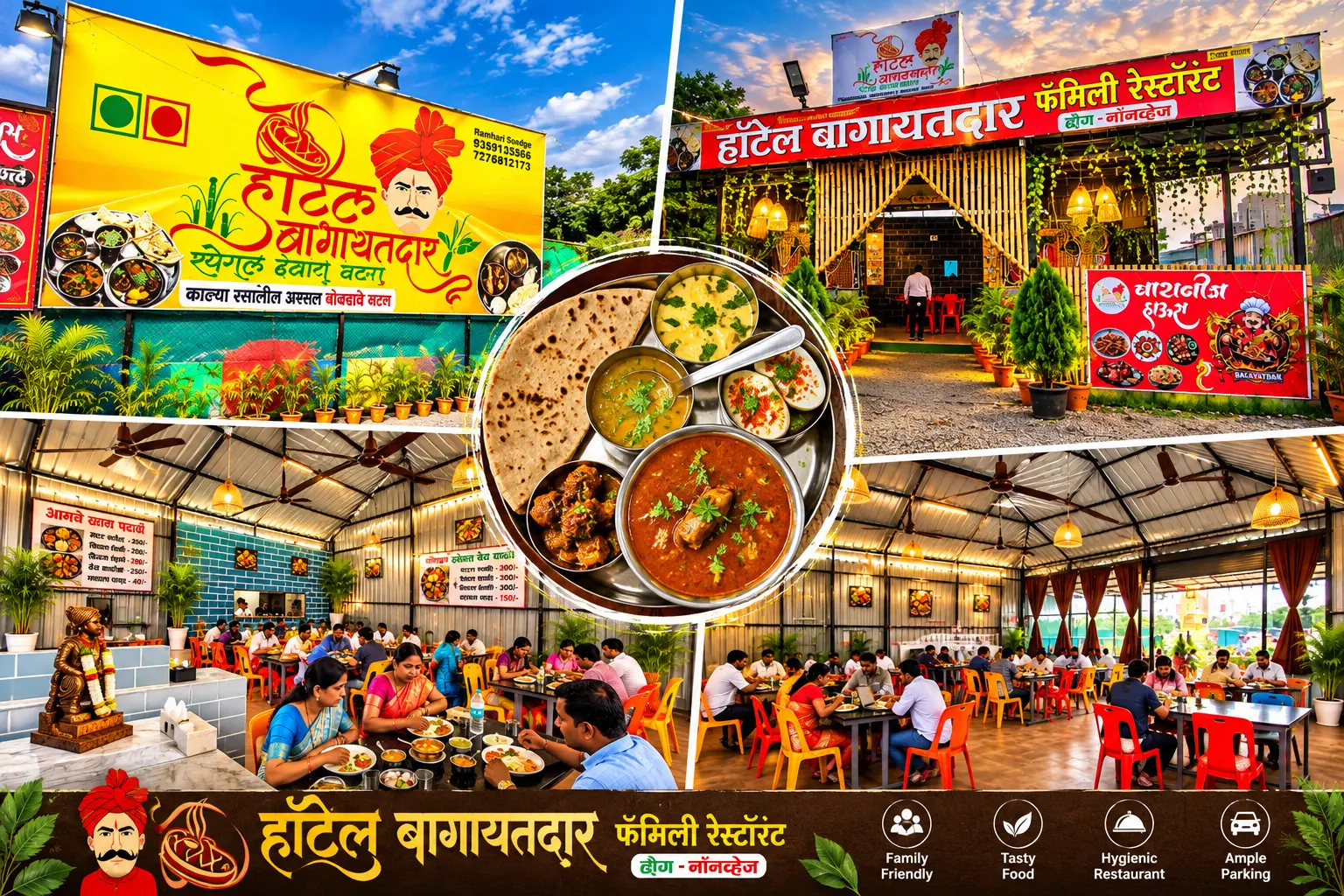 Hotel Bagayatdar restaurant, dining spaces and signature thali